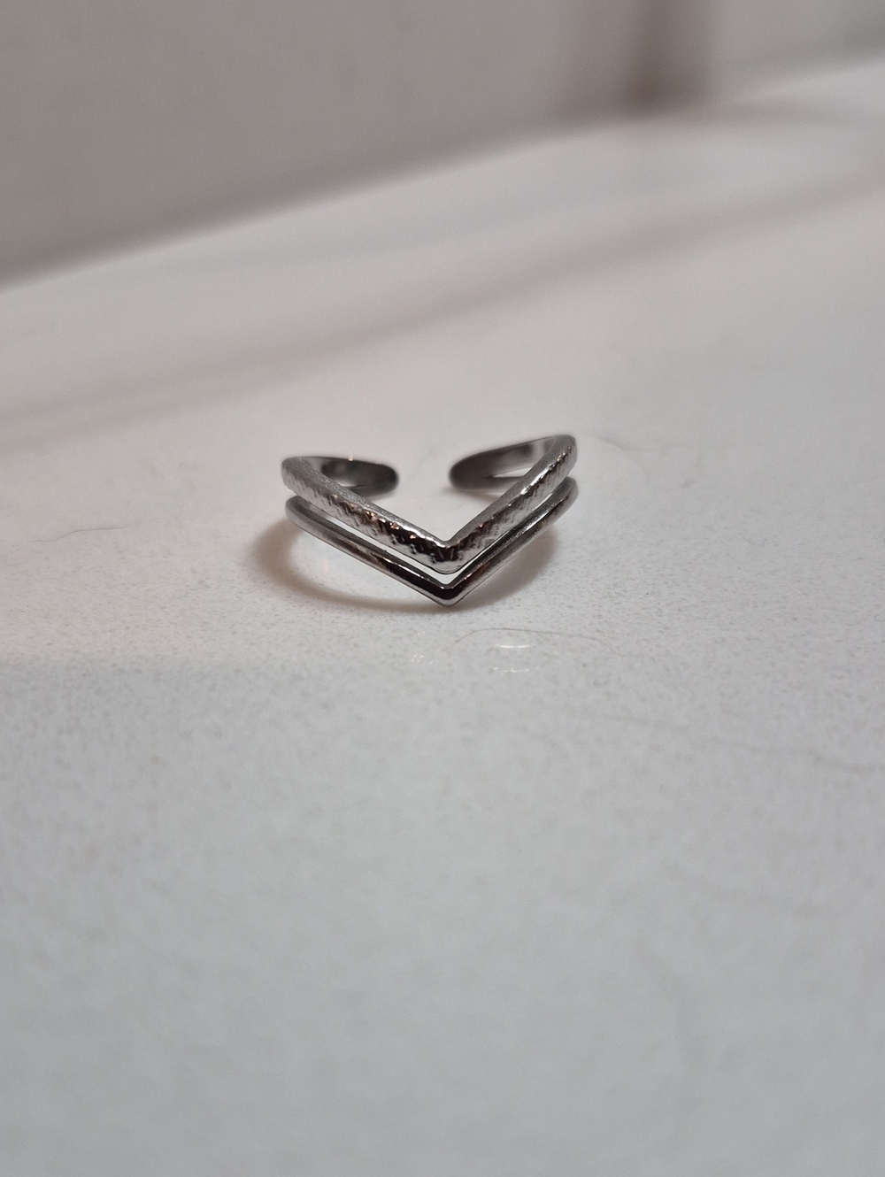 💙 Stainless Silver V-Stack Adjustable Ring